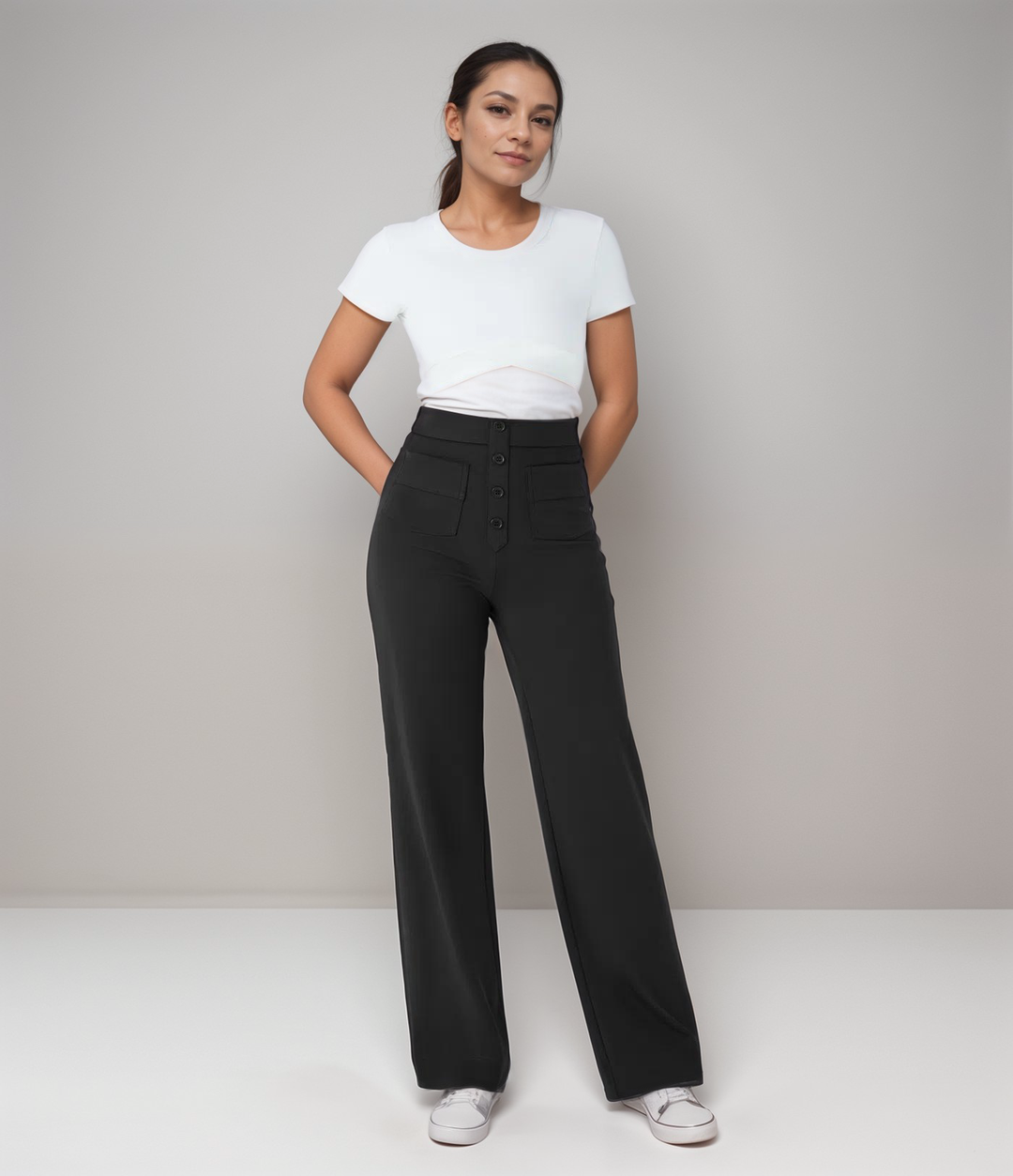 Elsa | Pantalon sculptant tendance taille haute élastique