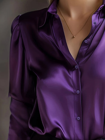 Luxe Blouse voor Vrouwen met Knoopsluiting en Lange Mouwen