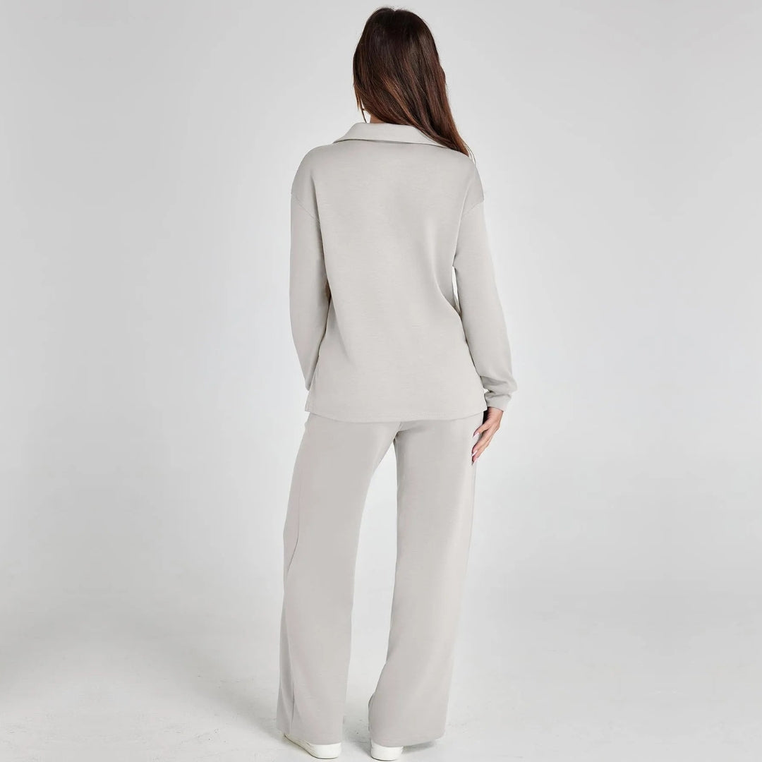 Eline | Ensemble lounge luxueux avec pantalon confortable et col en V