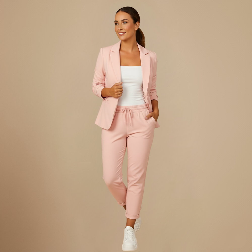 Elegante Blazer Set met Hoge Taille Broek voor Dames