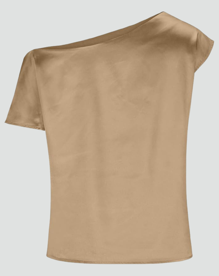 Beige Luxury Women's One Shoulder Blouse