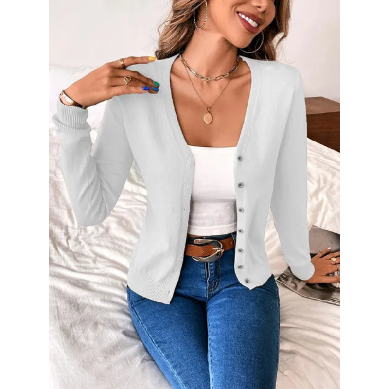 Stijlvolle Dames Cardigan met Knopen en V-Hals