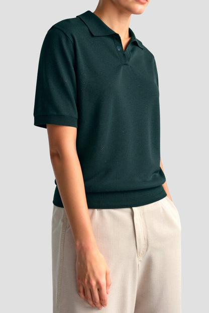 Dames Poloshirt met Korte Mouwen en V-Hals