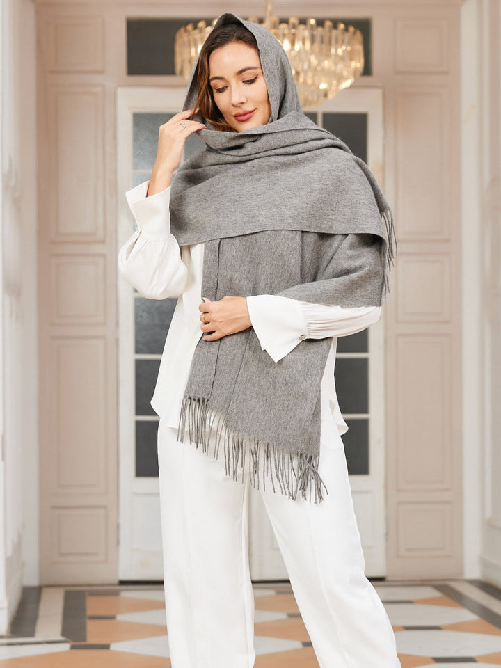 Elegant Soft Women's Wool Scarf with Fringes