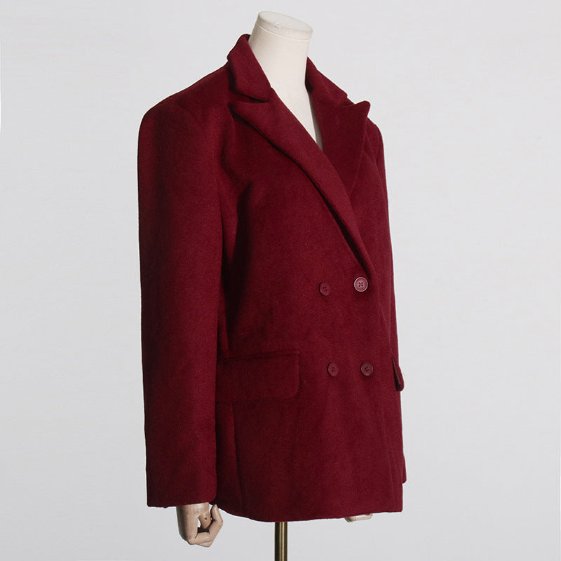 Luxe Rode Winter Dames Jas met Ceintuur