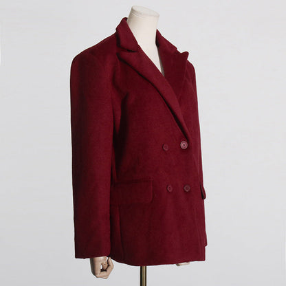 Luxe Rode Winter Dames Jas met Ceintuur