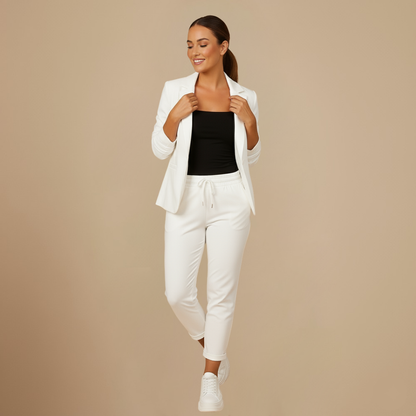 Elegante Blazer Set met Hoge Taille Broek voor Dames