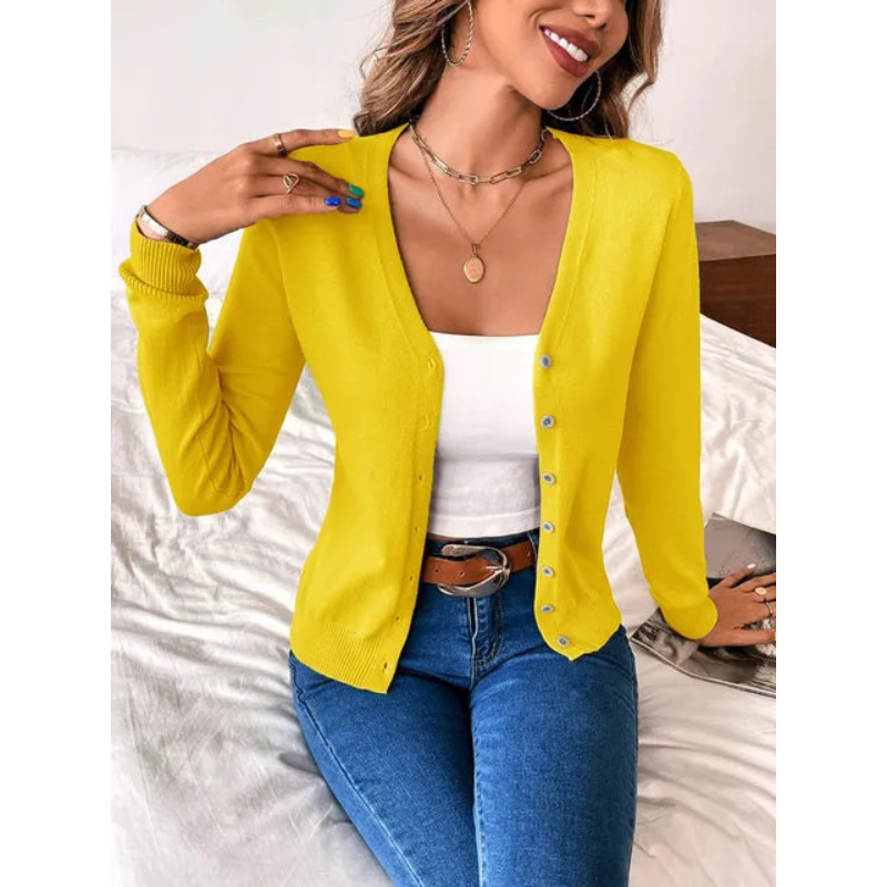Stijlvolle Dames Cardigan met Knopen en V-Hals