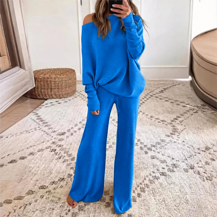Zachte Comfortabele Dames Set met Chique Oversized Pasvorm – Pauwblauw
