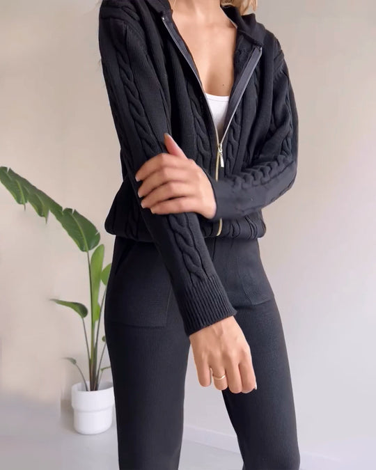 Dames 2-delige Loungeset met Gebreid Vest en Broek