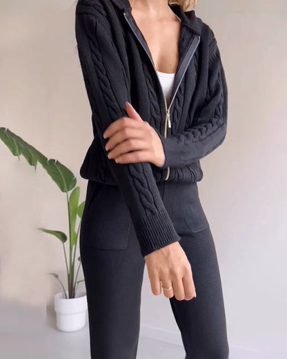 Dames 2-delige Loungeset met Gebreid Vest en Broek