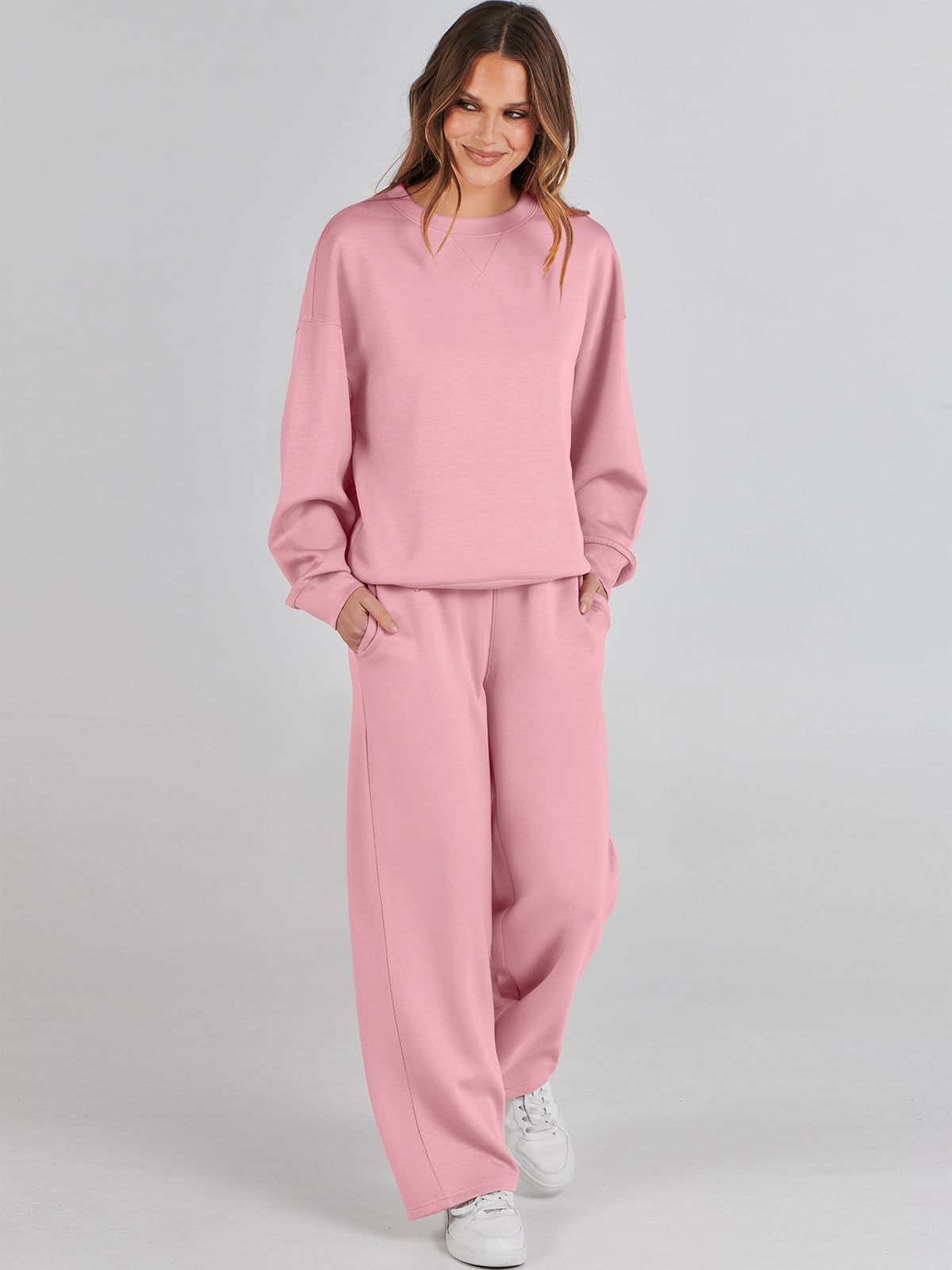 Zachte Loungewear Set Dames Met Trui en Wijde Joggingbroek