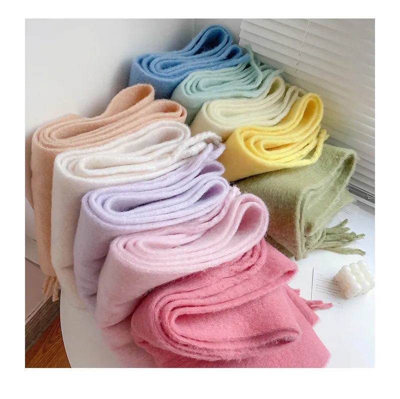 Luxe Zachte Dames Pastel Sjaal met Franjes