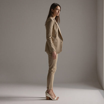 Stijlvolle 2-Delige Dames Blazer Set met Slim Fit Pantalon