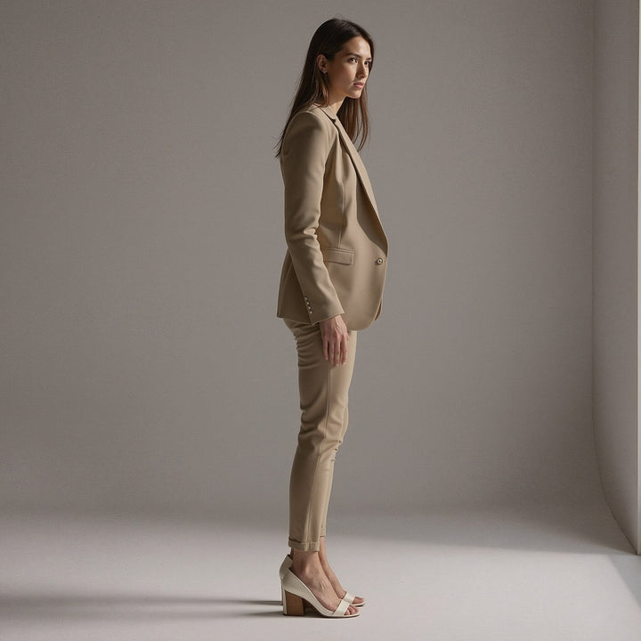 Stylowy dwuczęściowy damski komplet marynarka i spodnie slim fit