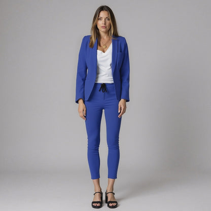Stijlvolle 2-Delige Dames Blazer Set met Slim Fit Pantalon
