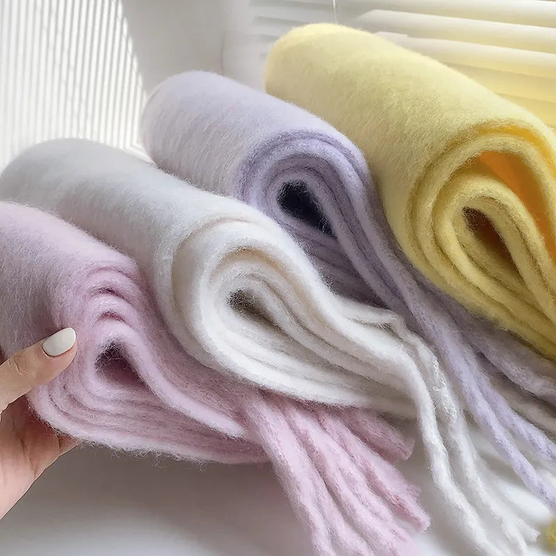 Luxe Zachte Dames Pastel Sjaal met Franjes