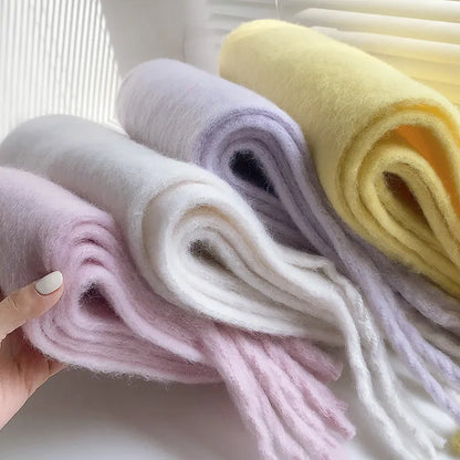Luxe Zachte Dames Pastel Sjaal met Franjes