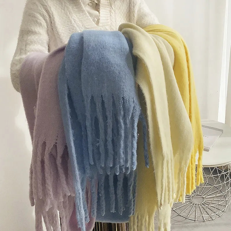 Luxe Zachte Dames Pastel Sjaal met Franjes