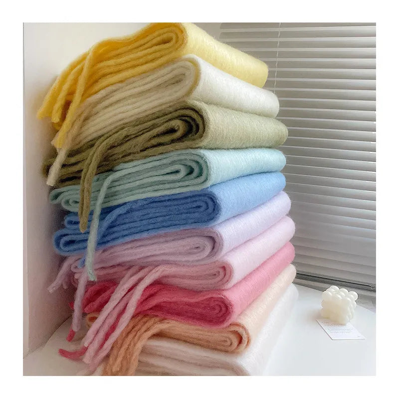 Luxe Zachte Dames Pastel Sjaal met Franjes