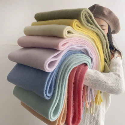 Luxe Zachte Dames Pastel Sjaal met Franjes