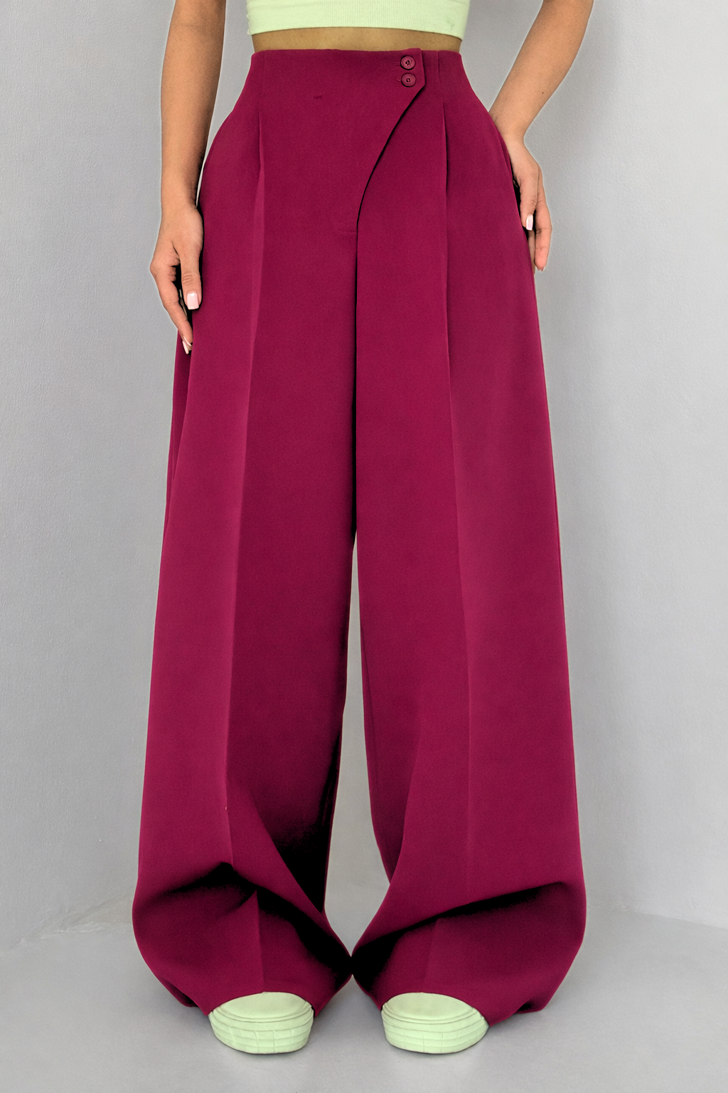 Elegant High-Waisted Women's Trousers with Wide Legs