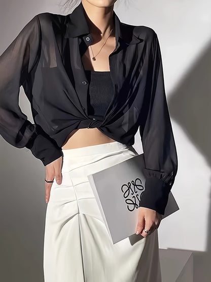 Blain | Semi-Transparante Crop Blouse