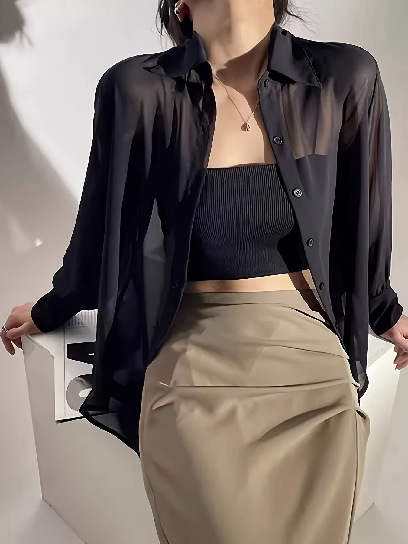 Blain | Semi-Transparante Crop Blouse