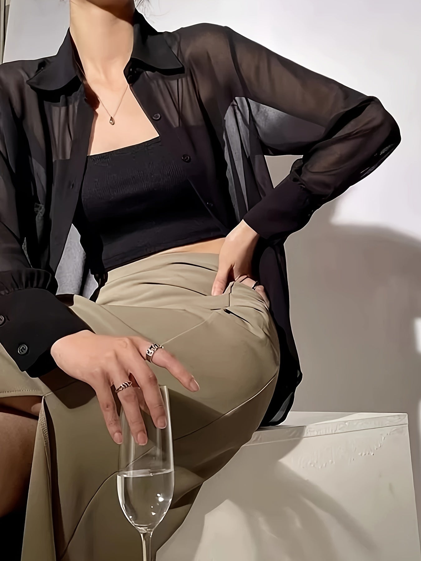 Blain | Semi-Transparante Crop Blouse