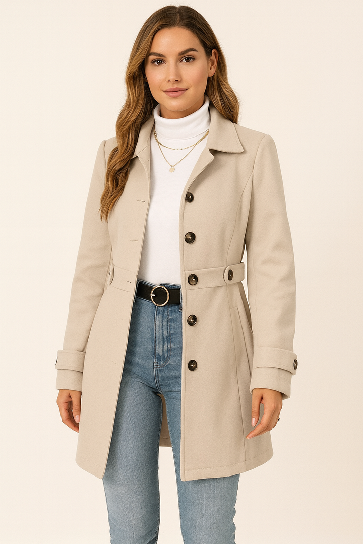 Trench-coat court pour femmes avec boutons et col classique