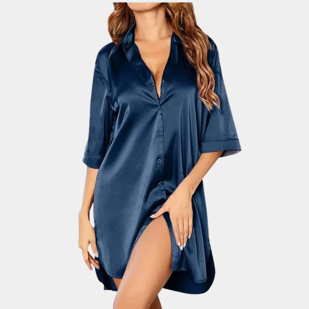 Chemise de nuit oversize confortable pour femmes avec boutons et col