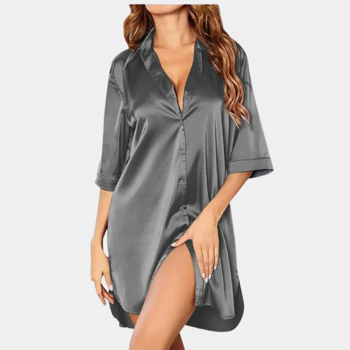 Chemise de nuit oversize confortable pour femmes avec boutons et col