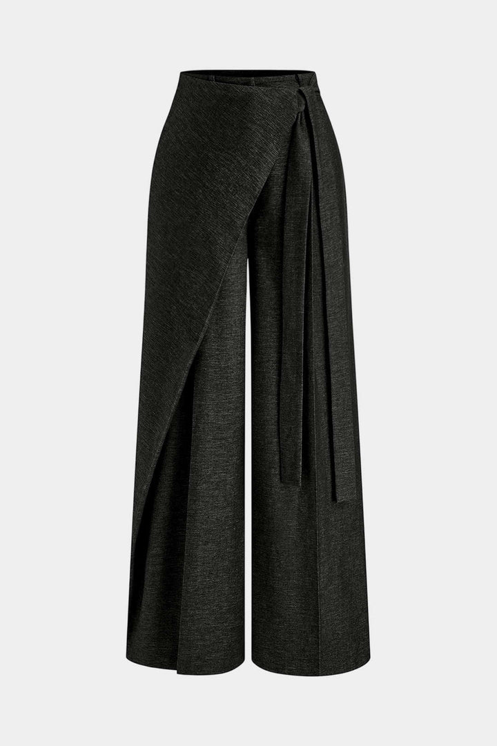 Chique Dames Broek Met Asymmetrische Snit En Wijde Pijpen
