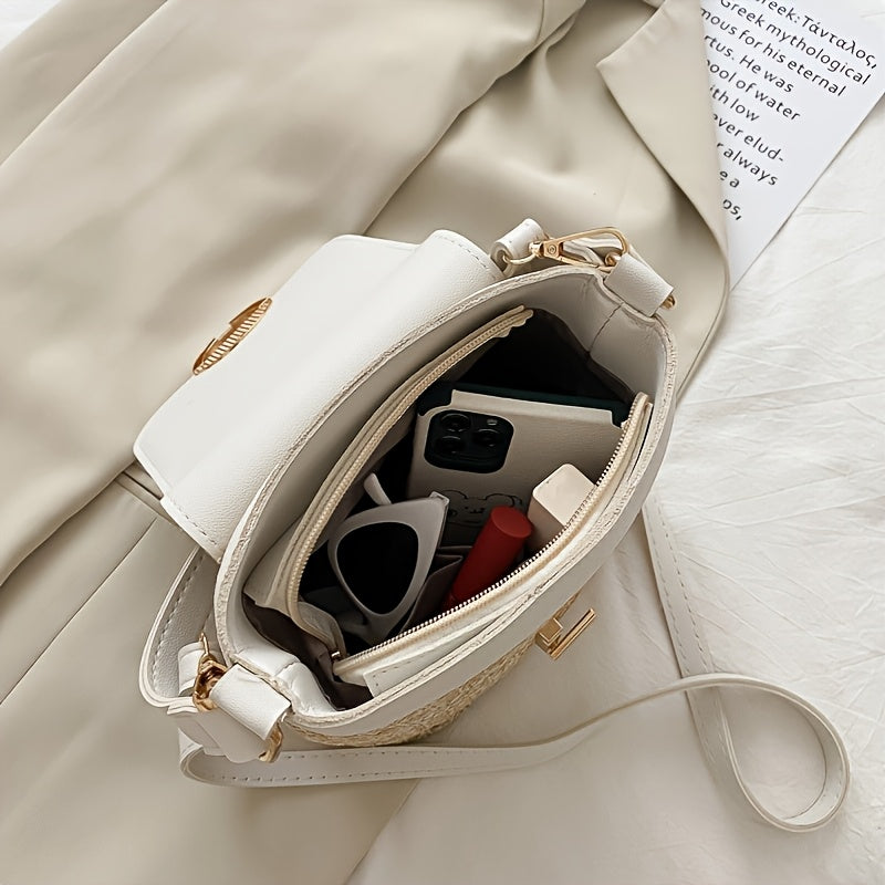 Rhoma | Pleciona torebka na ramię z luksusowym zapięciem