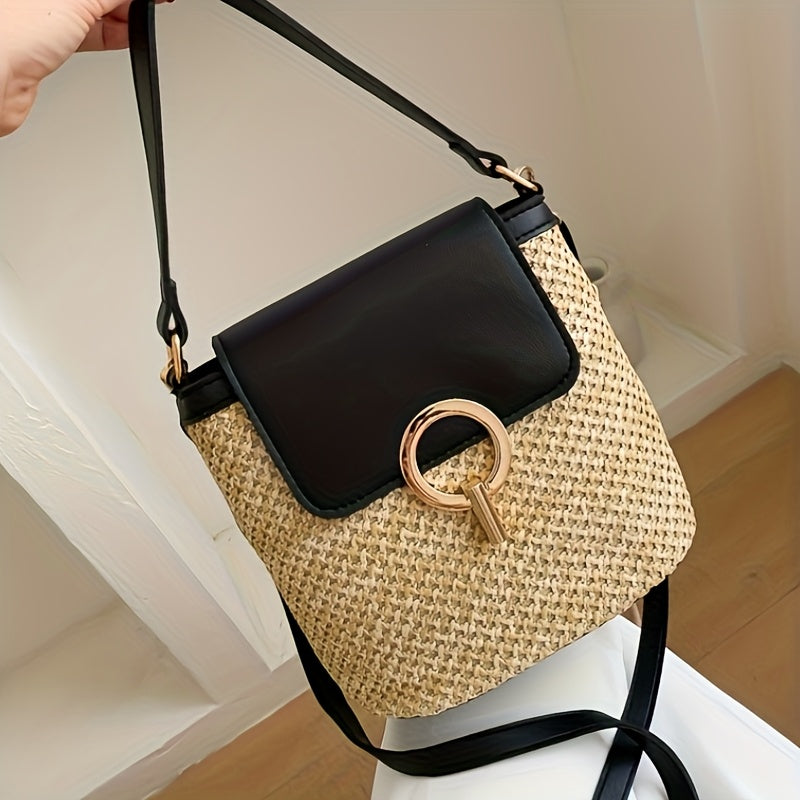 Rhoma | Pleciona torebka na ramię z luksusowym zapięciem