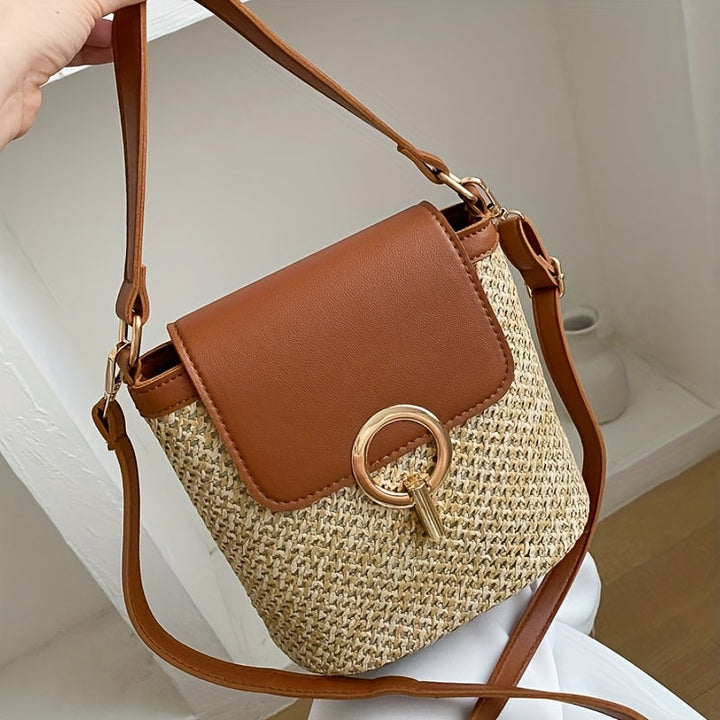 Rhoma | Pleciona torebka na ramię z luksusowym zapięciem