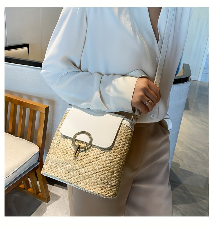 Rhoma | Pleciona torebka na ramię z luksusowym zapięciem