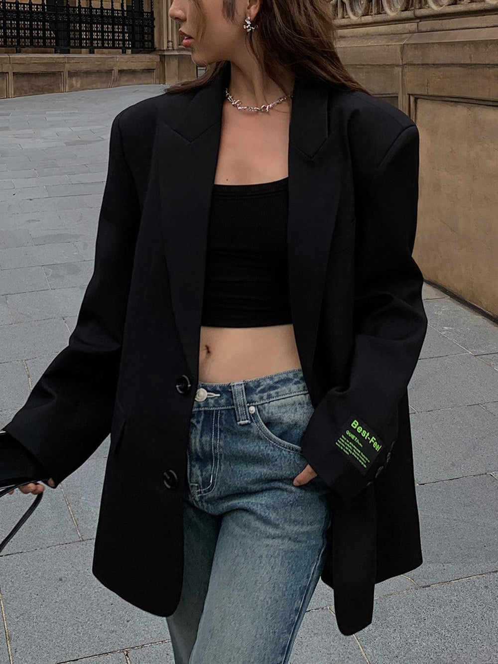 Robe blazer oversize pour femmes avec épaulettes élégantes