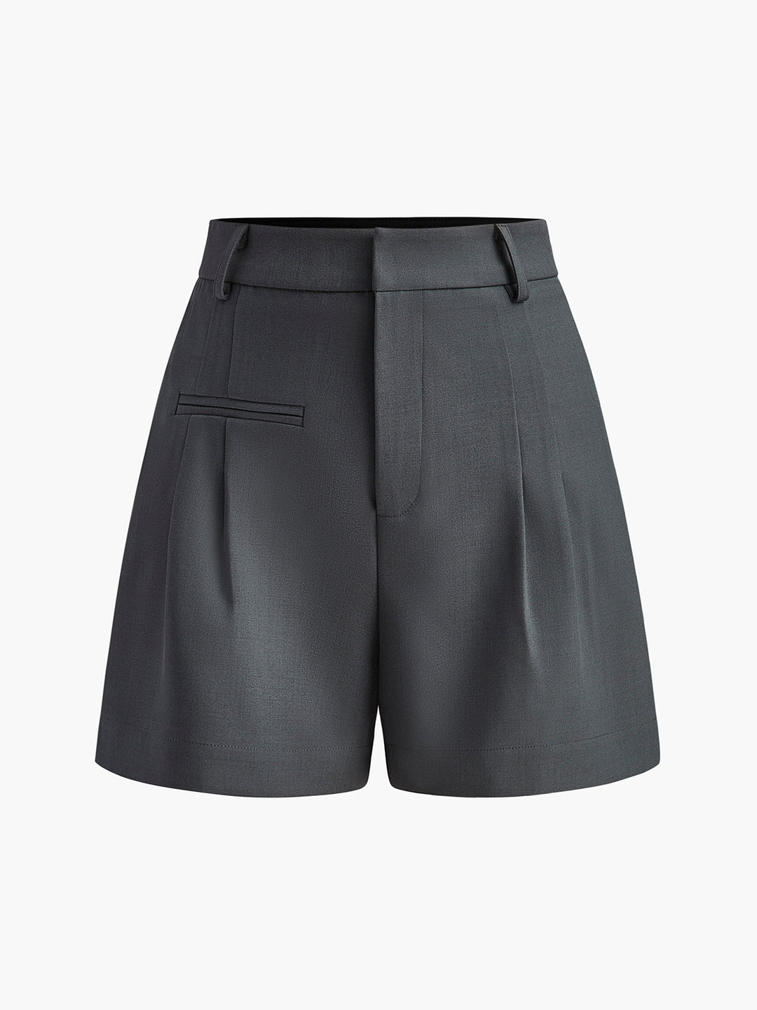 Korte broek donkergrijs met hoge taille en plooien front view