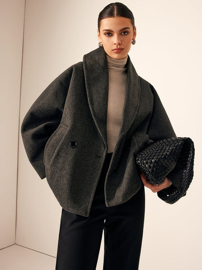 Chique Oversized Dames Mantel Jas met Sjaalkraag