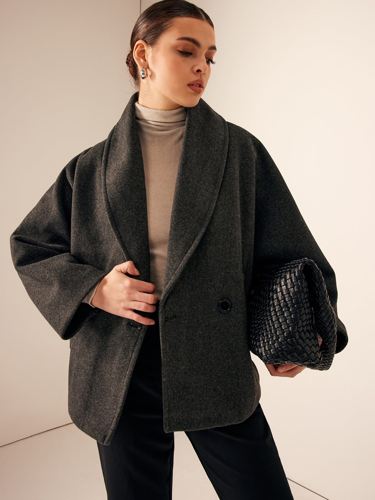 Chique Oversized Dames Mantel Jas met Sjaalkraag
