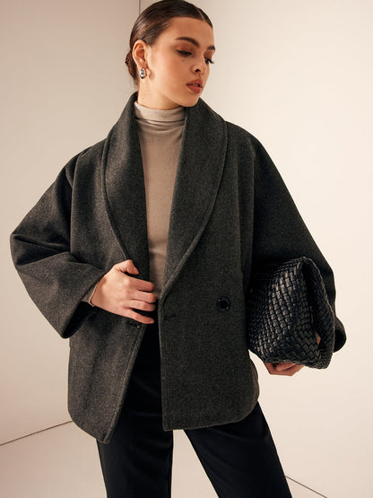 Chique Oversized Dames Mantel Jas met Sjaalkraag