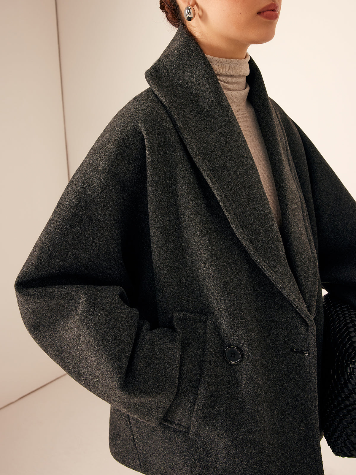 Chique Oversized Dames Mantel Jas met Sjaalkraag