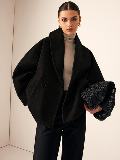 Chique Oversized Dames Mantel Jas met Sjaalkraag
