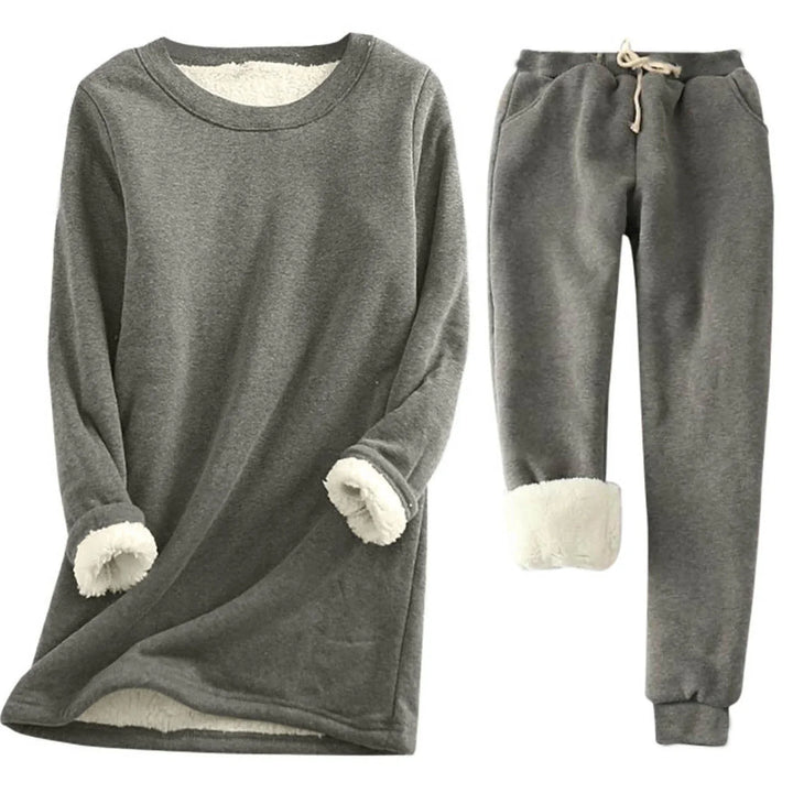 Gevoerde Fleece Dames Set met Ronde Hals en Joggingbroek