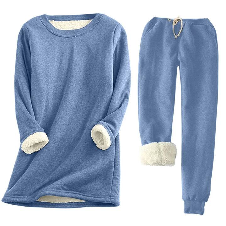 Gevoerde Fleece Dames Set met Ronde Hals en Joggingbroek