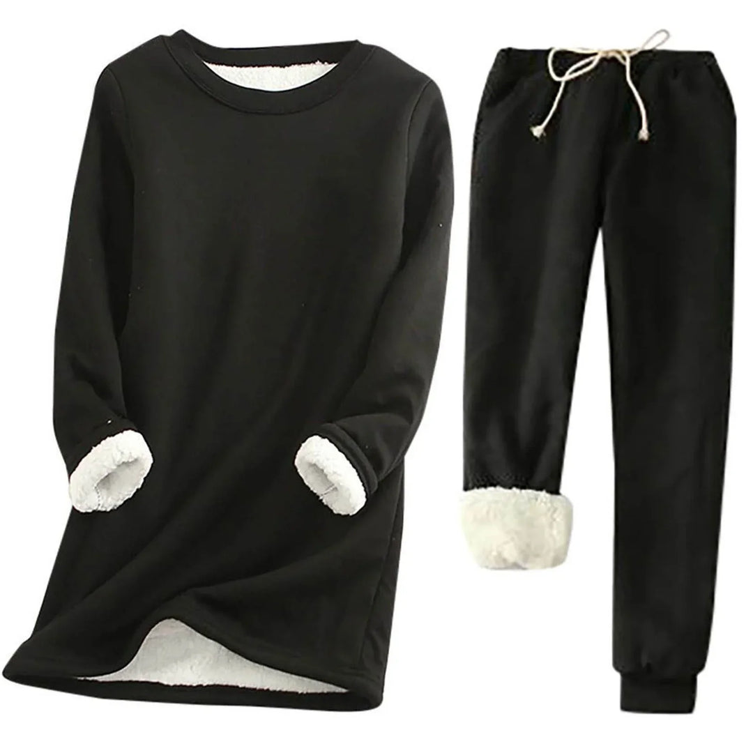 Gevoerde Fleece Dames Set met Ronde Hals en Joggingbroek