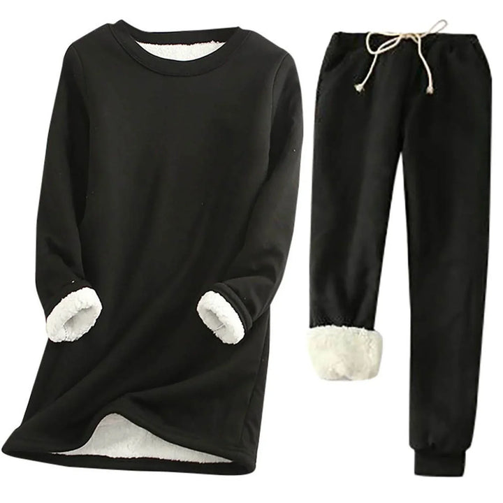 Gevoerde Fleece Dames Set met Ronde Hals en Joggingbroek