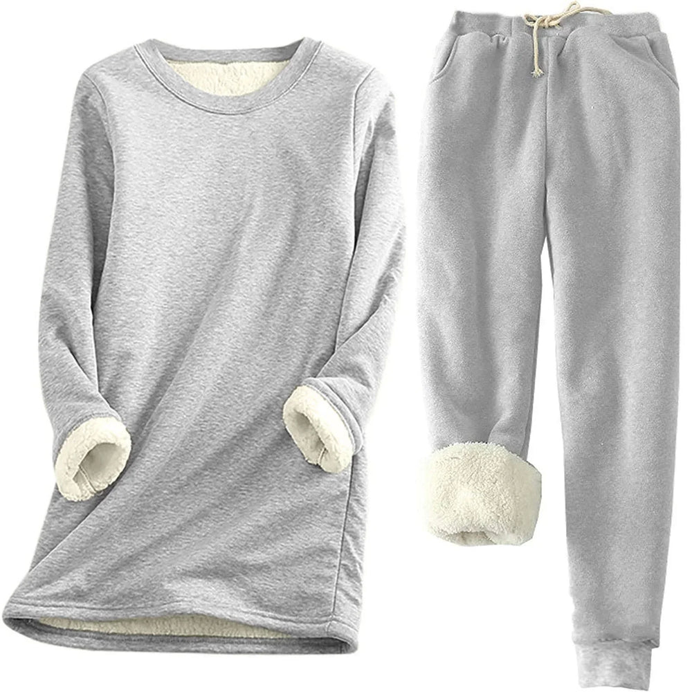 Gevoerde Fleece Dames Set met Ronde Hals en Joggingbroek