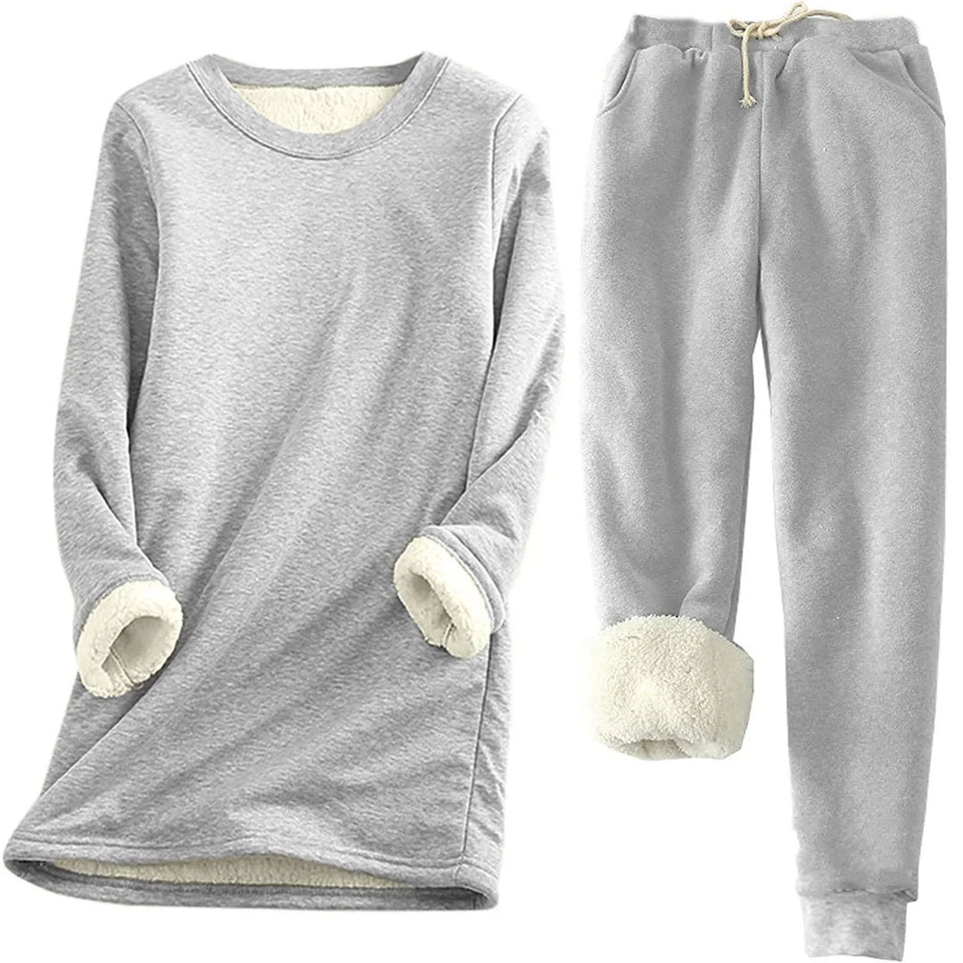 Gevoerde Fleece Dames Set met Ronde Hals en Joggingbroek